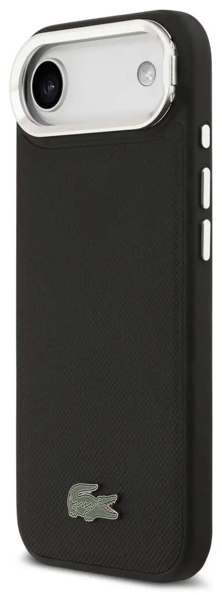 Lacoste Iconic Petit Pique Camera Stand MagSafe maciņš ar statīvu un MagSafe atbalstu telefonam Apple iPhone 17 Air melns