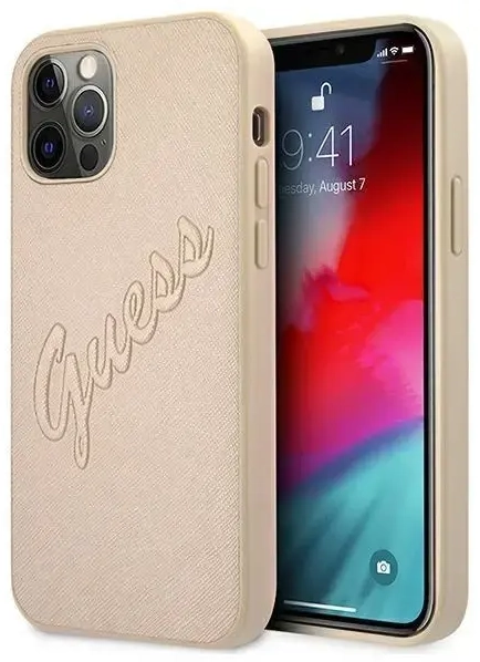 Guess GUHCP12MRSAVSLG iPhone 12|12 Pro 6.1" gold|gold hardcase Saffiano Vintage Script