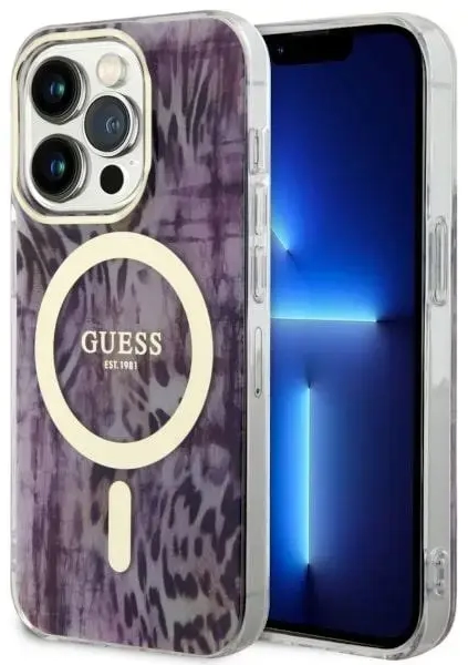 Guess GUHMP14LHLEOPWP iPhone 14 Pro 6.1" różowy|pink hardcase Leopard MagSafe
