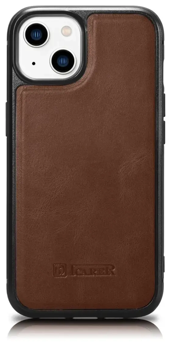 iCarer Leather Oil Wax Genuine Leather Case for iPhone 14 Plus (MagSafe Compatible) Brown (WMI14220719-BN)