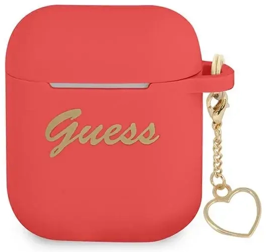 Guess GUA2LSCHSR AirPods 1|2 cover czerwony|red Silicone Charm Heart Collection