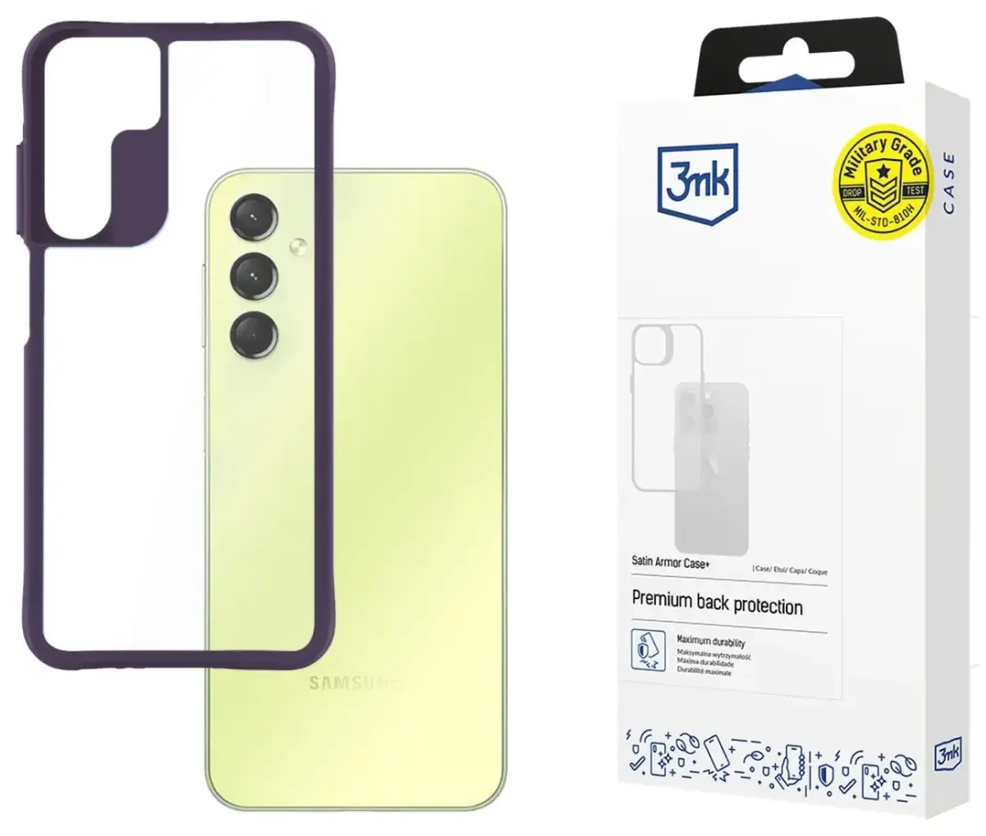 3mk Satin Armor Case+ Purple for Samsung Galaxy A25 5G - transparent