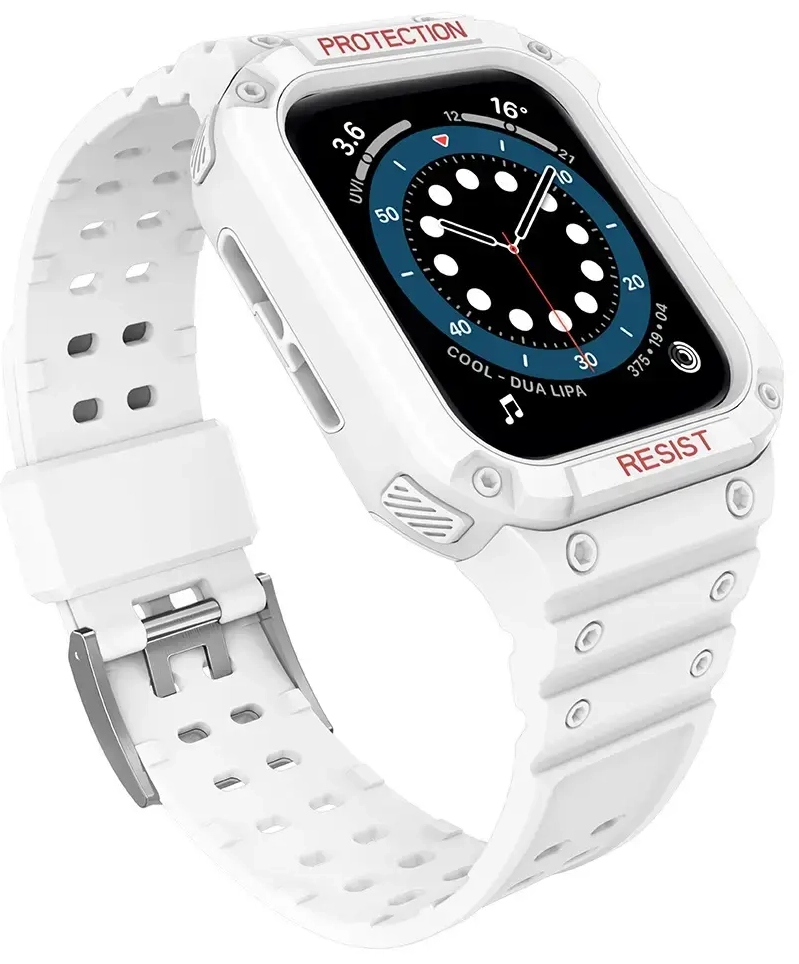 Protect Strap Band Band with Case for Apple Watch 7 | SE (41|40 | 38mm) Case Armored Watch Cover White