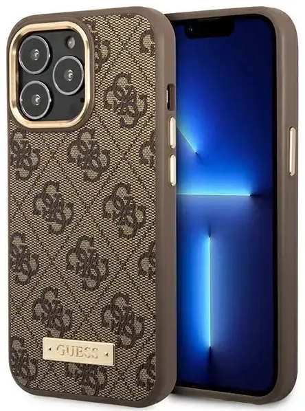 Guess PU 4G MagSafe suderinamas dėklas iPhone 14 Pro rudas