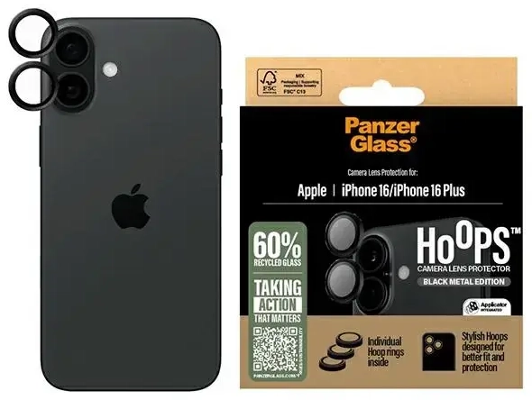 PanzerGlass Hoops Black Lens Protector iPhone 16 6.1" | 16 Plus 6.7" 1283