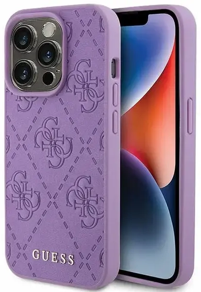 Guess GUHCP15XP4EPMU iPhone 15 Pro Max 6.7" fioletowy|light purple hardcase Leather 4G Stamped