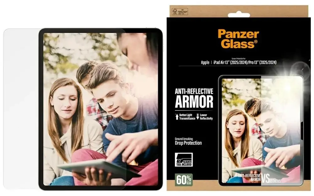 Szkło hartowane PanzerGlass Ultra-Wide    Fit Reflective Armor do iPad Air 13" (2025|2024) | Pro 13" (2025|2024)