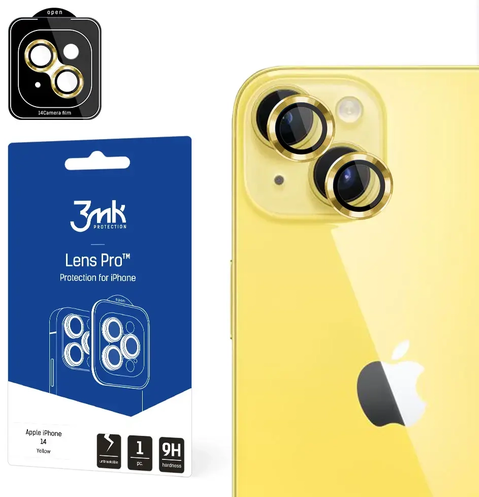 Apple iPhone 14 - 3mk Lens Protection Pro Yellow screen protector