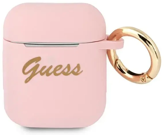 Guess GUA2SSSI AirPods cover różowy|pink Silicone Vintage Script