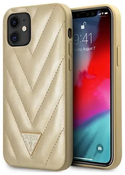 GUHCP12SPUVQTMLBE Guess V Quilted Cover for iPhone 12 mini 5.4 Gold
