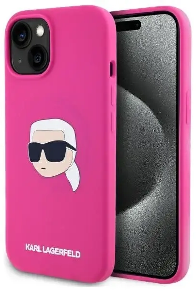 Karl Lagerfeld KLHMP15SSKHPPLF iPhone 15  6.1" fuksja|fuschia hardcase Silicone Karl Head Print MagSafe