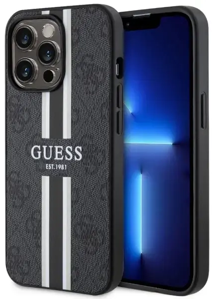 Guess GUHMP13LP4RPSK iPhone 13 Pro | 13 6,1" czarny|black hardcase 4G Printed Stripes MagSafe