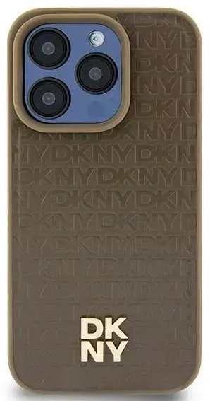 DKNY DKHMP14SPSHRPSW iPhone 14 | 15 | 13 6.1" brązowy|brown hardcase Leather Pattern Metal Logo MagSafe