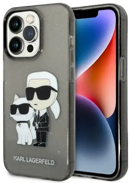Karl Lagerfeld IML Glitter Karl and Choupette NFT Case for iPhone 14 Pro Max Black