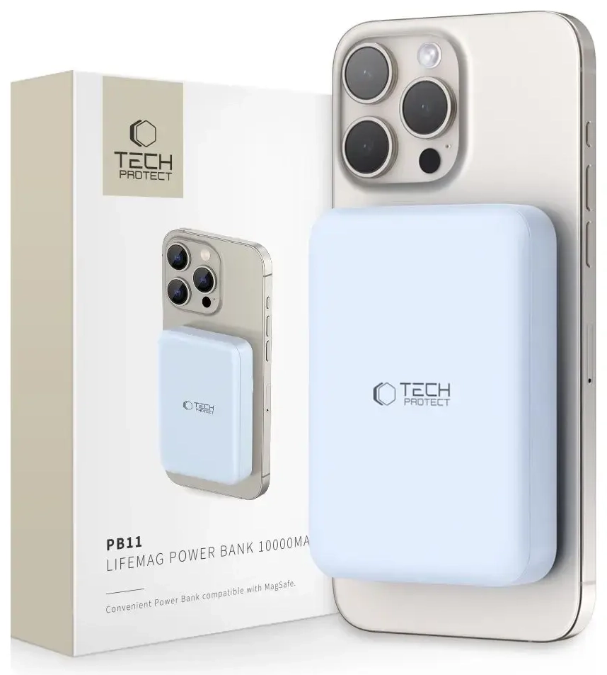 Tech-Protect LifeMag PB11 ārējais akumulators (powerbank) | 10000 mAh | 15W | USB-C, MagSafe | zils