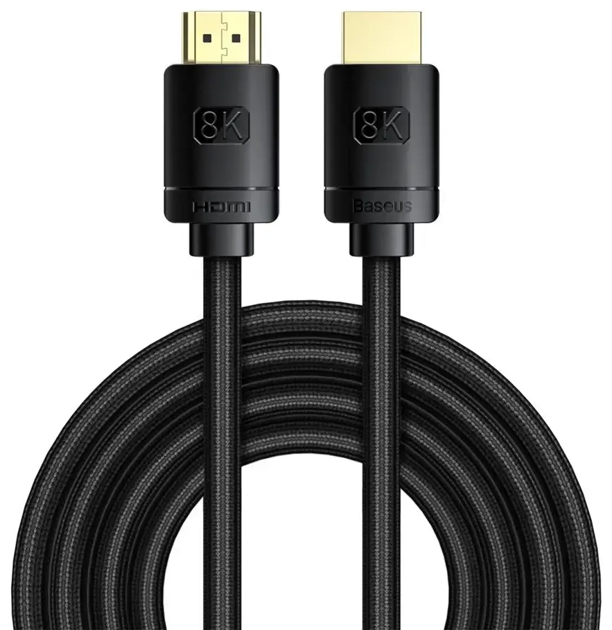 Baseus HDMI 2.1 кабель 8K 60 Hz 48 Gbps | 4K 120 Hz | 2K 144 Hz 3D eARC QMS Dynamic HDR VRR ALLM 3 м черный (CAKGQ-L01)