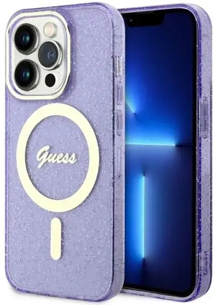 Guess GUHMP14XHCMCGU iPhone 14 Pro Max 6.7" purpurowy|purple hardcase Glitter Gold MagSafe