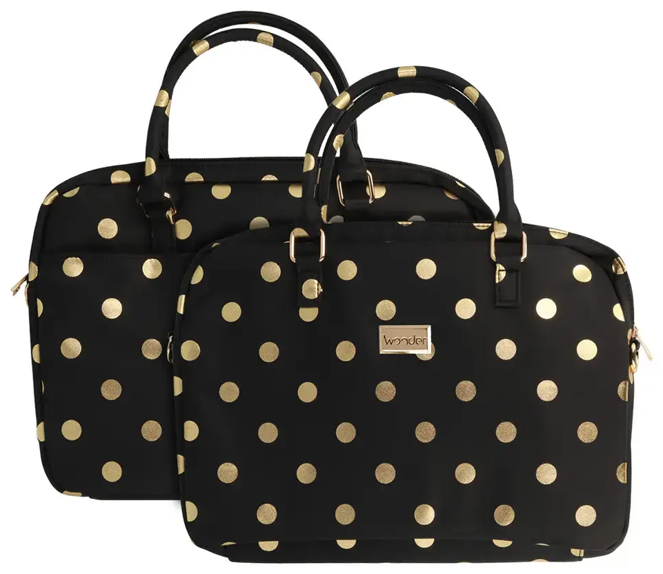 Wonder Briefcase Laptop 15-16 inches gold polka-dot