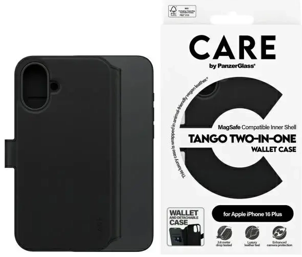 CARE by PanzerGlass Feature Tango 2in1    Wallet iPhone 16 Plus 6.7" MagSafe czarny|black 1331