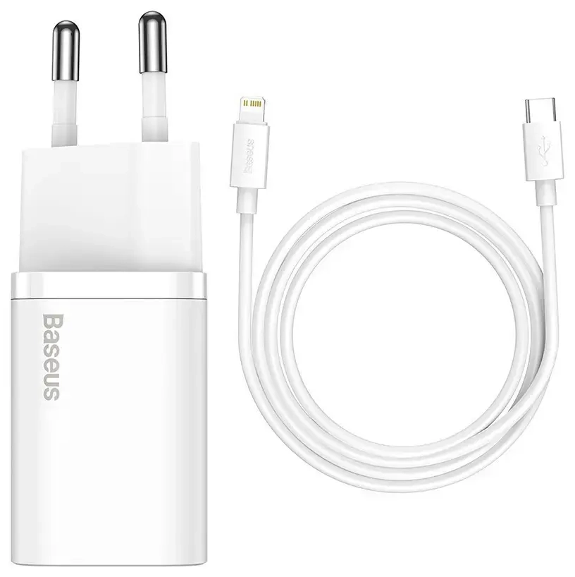 Baseus TZCCSUP-B02 tīkla lādētājs | 20W | USB-C | Lightning vads komplektā | balts