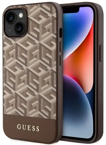 Guess GUHMP14MHGCFSEW iPhone 14 Plus | 15 Plus 6.7" brązowy|brown hard case GCube Stripes MagSafe