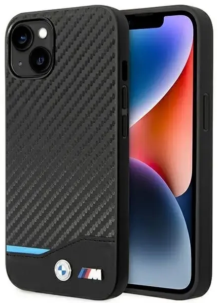 Etui BMW BMHCP14M22NBCK iPhone 14 Plus | 15 Plus 6,7" czarny|black Leather Carbon