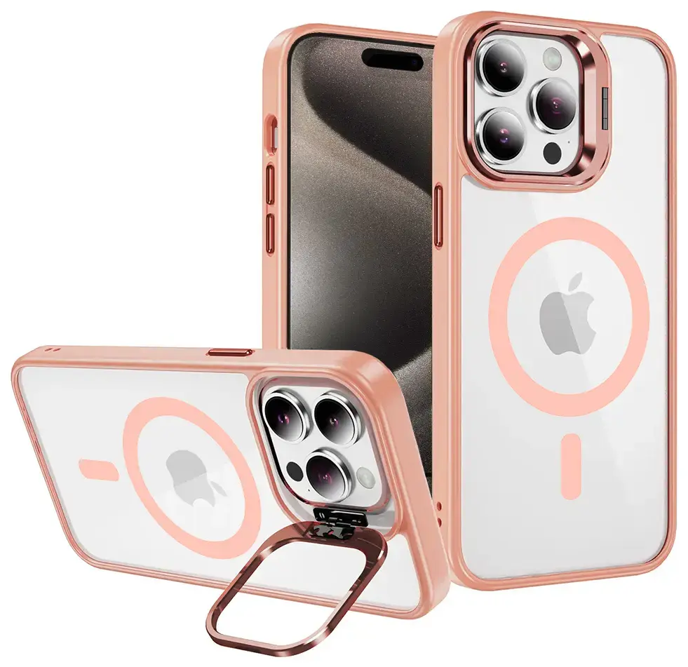 Tel Protect Kickstand phone case with stand and MagSafe support for iPhone 13 Pro pink