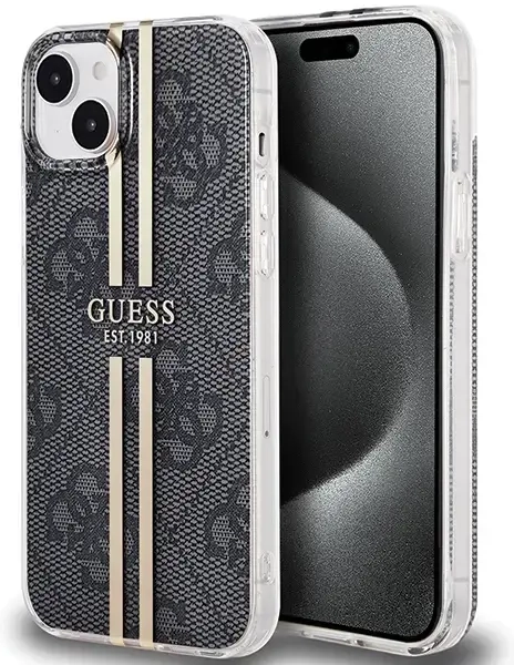 Guess GUHCP15MH4PSEGK iPhone 15 Plus | 14 Plus 6.7" czarny|black hardcase IML 4G Gold Stripe