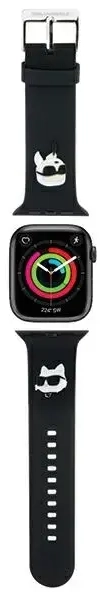Karl Lagerfeld Pasek KLAWLSLKCNK Apple Watch 42|44|45|49mm czarny|black strap 3D Rubber Karl&Choupette Heads