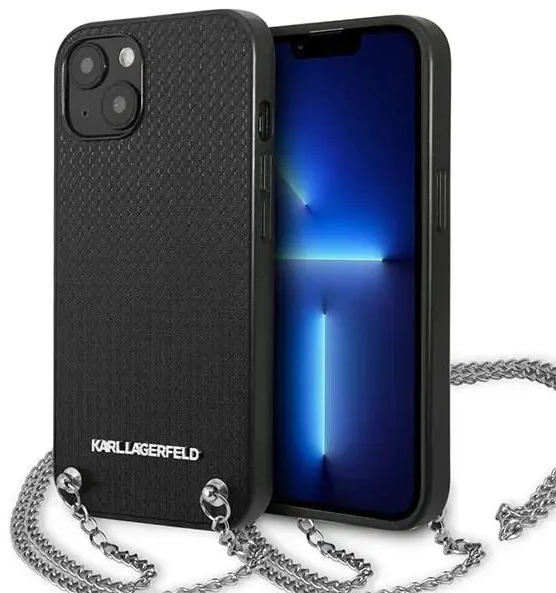 Karl Lagerfeld KLHCP13MPMK iPhone 13 6,1" hardcase czarny|black Leather Textured and Chain