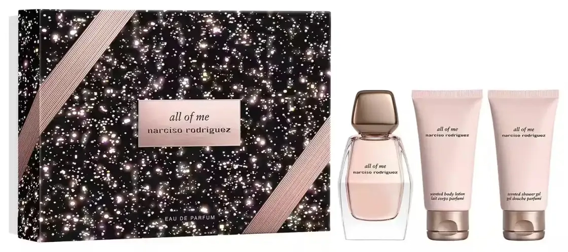 Set Narciso Rodriguez: All Of Me, Eau De Parfum, For Women, 50 ml + All Of Me, Hydrating, Body Lotion, 50 ml + All Of Me, Cleansing, Shower Gel, All Over The Body, For All Skin Types, 50 ml