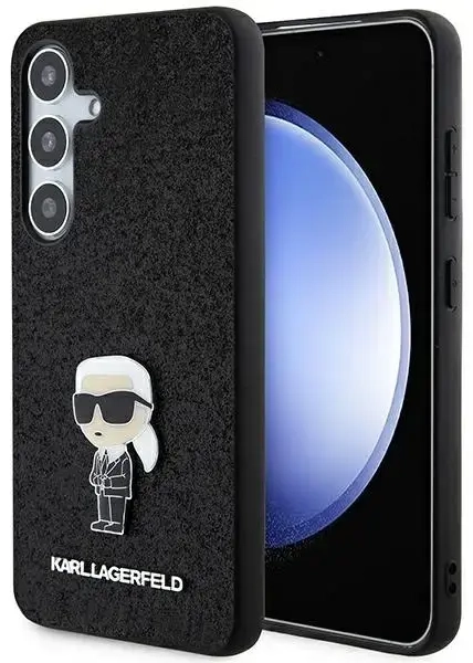 Original Pouch KARL LAGERFELD hardcase Fixed Glitter Choupette Logo Metal Pin KLHCSA35GKNPSK for Samsung Galaxy A35 black