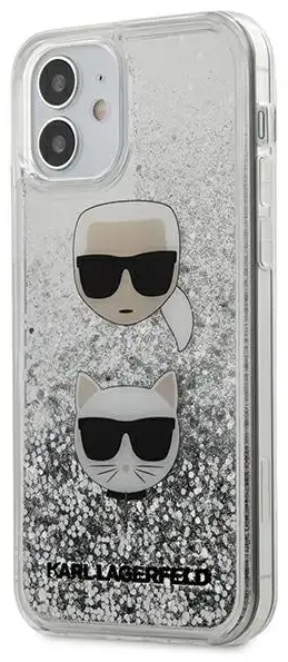 Karl Lagerfeld KLHCP12SKCGLSL Liquid Glitter 2 Heads Cover For Apple iPhone 12 Mini Silver