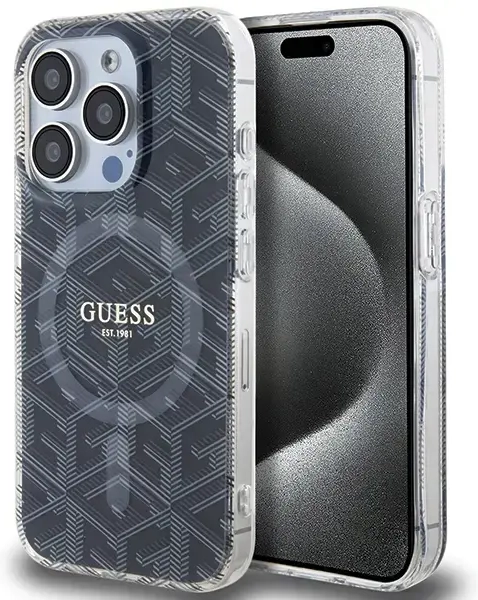 Guess GUHMP15LHGCUSTGK iPhone 15 Pro 6.1" czarny|black hardcase IML GCube MagSafe