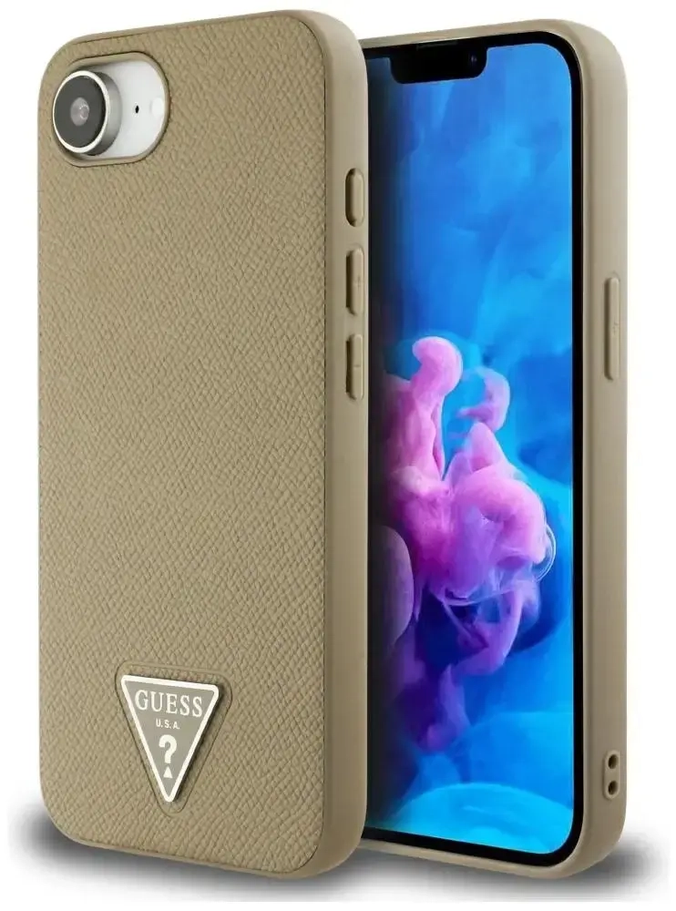 Case Guess Grained Triangle MagSafe for   iPhone 16e brown
