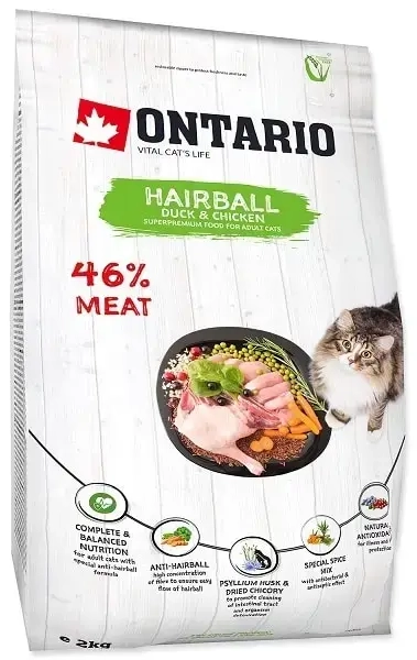 Sausā barība kaķiem - Ontario Cat Hairball 2 kg