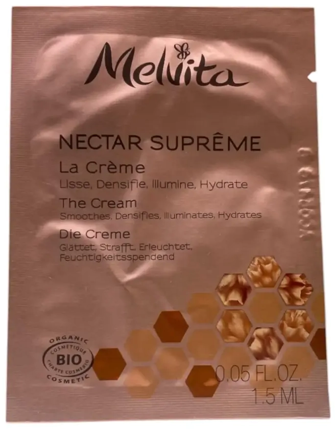 Melvita, Nectar Supreme, ekologiškas lyginamasis, tankinantis ir švytėjimo suteikiantis kremas, veidui, 1,5 ml *Mėginys