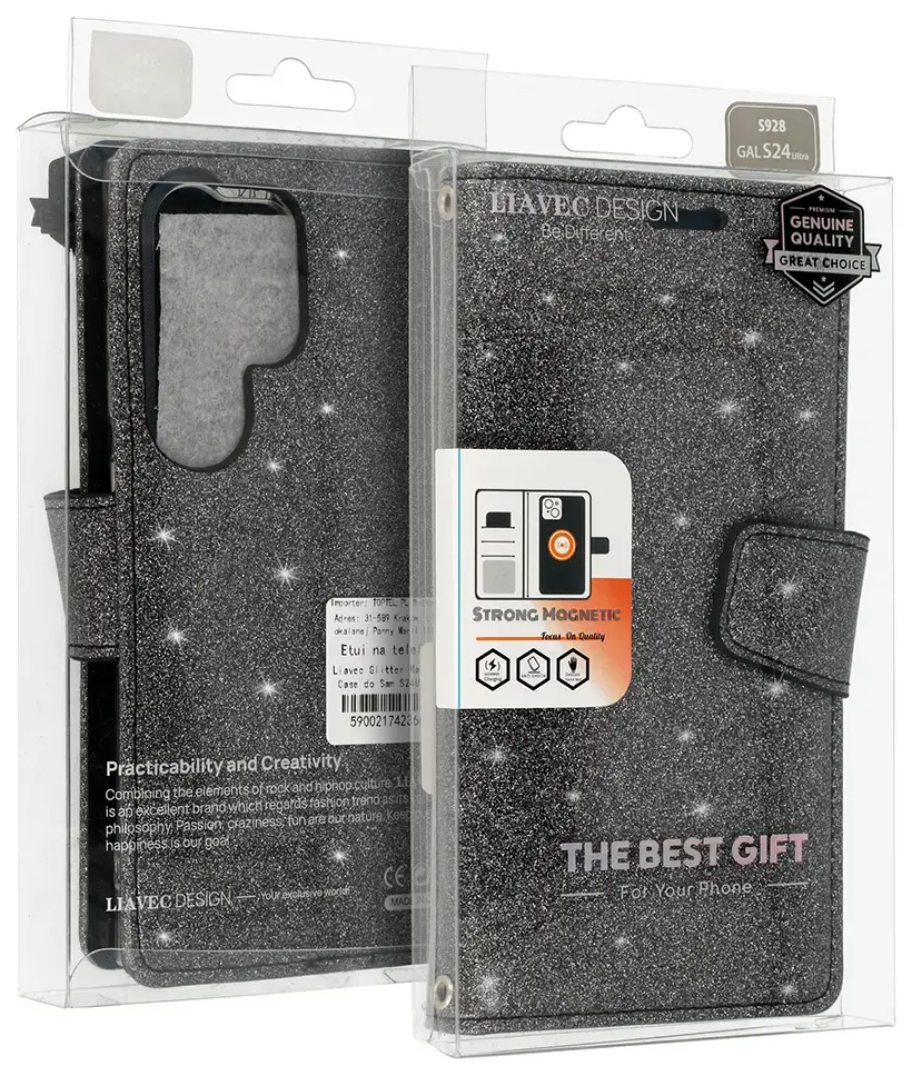 Glitter Magsafe Book Case for Samsung Galaxy S23 Plus black