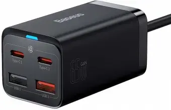 Baseus GaN3 Pro tīkla lādētājs | 65W | GaN | USB-C, USB-A | melns