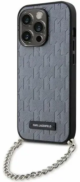 Karl Lagerfeld KLHCP14LSACKLHPG iPhone 14 Pro 6.1" srebrny|silver hardcase Saffiano Monogram Chain