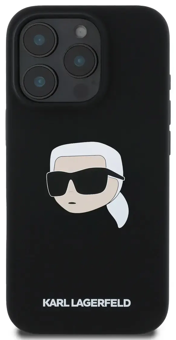 Karl Lagerfeld Liquid Silicone Karl Head MagSafe Case for iPhone 16 Pro Black