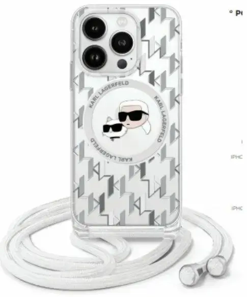 Karl Lagerfeld KLHMP16LHCKCKLCT iPhone    16 Pro 6.3" transparent hardcase IML Crossbody Monogram Karl & Choupette Head MagSafe