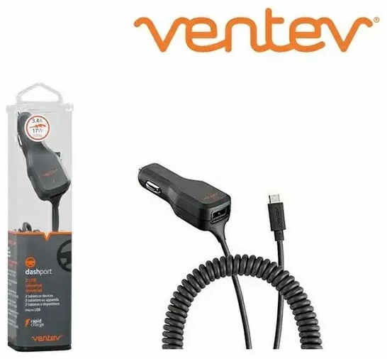 Ventev Dashport r2340c 29430 automašīnas lādētājs | 17W | USB-A | ar Micro-USB vadu komplektā | melns