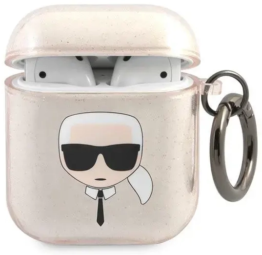 Karl Lagerfeld KLA2UKHGD AirPods 1|2 cover złoty|gold Glitter Karl`s Head