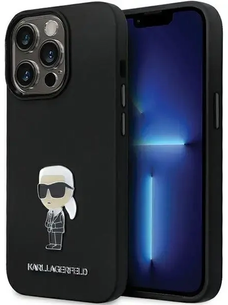 Karl Lagerfeld KLHCP14LSMHKNPK iPhone 14 Pro 6.1" czarny|black Silicone Ikonik Metal Pin