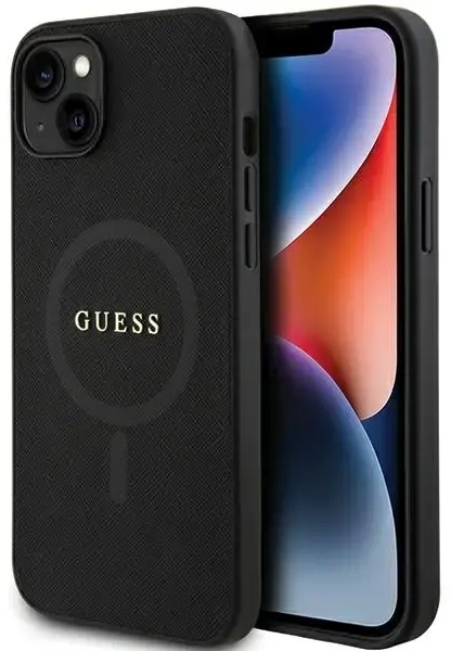 Guess GUHMP15SPSAHMCK iPhone 15 6.1" czarny|black hardcase Saffiano MagSafe