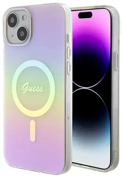 Guess GUHMP15MHITSP iPhone 15 Plus | 14  Plus 6.7" różowy|pink hardcase IML Iridescent MagSafe