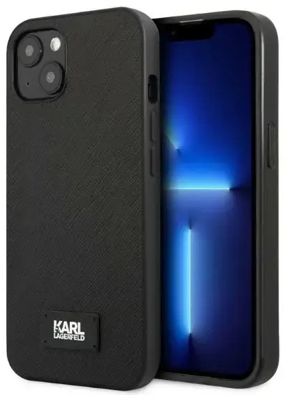 Karl Lagerfeld Saffiano Plaque Case for iPhone 13 mini Black