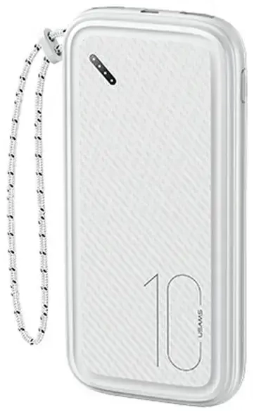 USAMS Ārējais akumulators (powerbank) PB56 10000mAh 2xUSB | USB-C | MicroUSB Ātrā uzlāde balts 10KCD15002 (US-CD150)