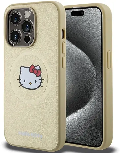 Hello Kitty HKHMP13XPGHCKD iPhone 13 Pro Max 6.7" złoty|gold hardcase Leather Kitty Head MagSafe